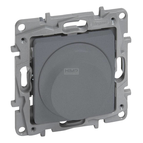 Niloe Selection  - Ściemniacz obrotowy 300 W - 2 przewodowy
(Do obciążeń RLC oraz do lamp LED) - Stalowy Legrand 762388