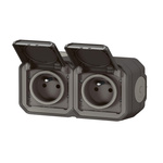 Nowe Plexo - Gniazdo 2x2P+Z poziome, komplet natynkowy 16A-250V~- antracyt - Legrand 069788L