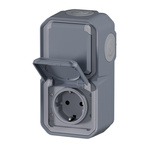 Nowe Plexo - Gniazdo Schuko 2x2P+Z pionowe, komplet natynkowy 16A-250V~ - szare - Legrand 069744L