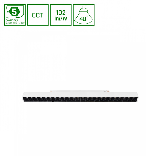 SYSTEM SHIFT SMART- GRID L oprawa liniowa 440x23x42mm 22W 40st biała CCT/DIM 5 lat gw.