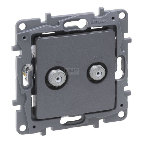 Niloe Selection - Gniazdo TV - "F-F" końcowe do instalacji typu gwiazda 1 dB - Stalowy Legrand 762349