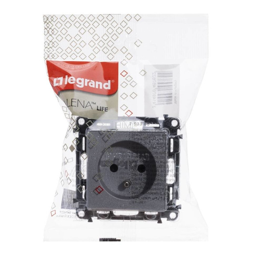 VALENA LIFE - Gniazdo zasilające 2P+Z z przesłoną zaciski sprężynowe ALUMINIUM Legrand 753380