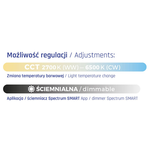 Oprawa sufitowa LED zwieszana Moderna 36W Wi-Fi CCT DIMM Spectrum SMART WOJP06283