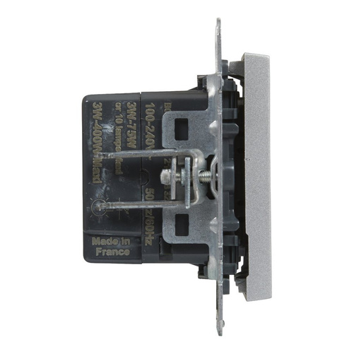 SUNO - Ściemniacz przyciskowy - 240 V~ - 50 Hz - 5 - 75 W ( 10 lamp maks.) dla lamp LED i świetlówek kompaktowych z opcją ściemniania - bez zacisku neutralnego, Aluminium - Legrand 721378