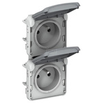 PLEXO55 Gniazdo podwójne pionowe 2x2P+Z SZARE 16A-250V~ Legrand 069563