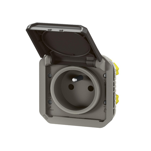 Nowe Plexo - Gniazdo 2P+Z zaciski automatyczne, mechanizm 16A-250V~- antracyt - Legrand 069891L