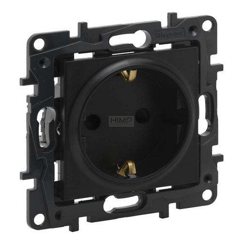 Niloe Step - Gniazdo Schuko 2P+Z 16 A - 230 V~ - z przesłoną, zaciski automatyczne - Czarne Legrand 863520