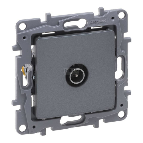 Niloe Selection  - Gniazdo TV(męskie) przelotowe 14 dB - Stalowy Legrand 762352