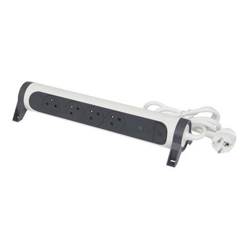 Przedłużacz obrotowy 4X2P+Z listwa przepięciowa, włącznik +przewód 3m, Biały/Grafit Legrand 049415