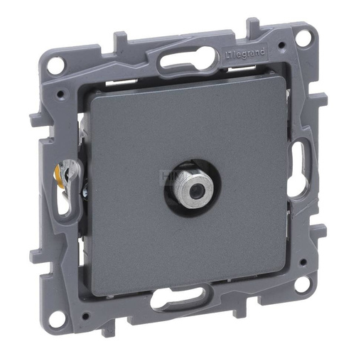 Niloe Selection - Gniazdo TV - "Typu F" końcowe do instalacji typu gwiazda 1 dB - Stalowy Legrand 762350