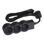 Przedłużacz 3x2P+Z, z przewodem 1.5M - czarny/grafitowy Legrand 049472