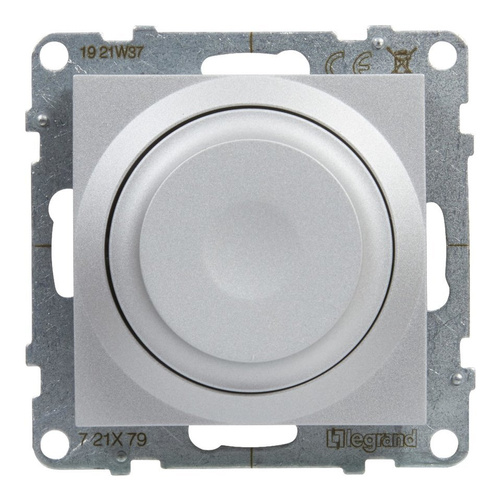 SUNO - Ściemniacz obrotowy - 240 V~ - 50 Hz - 5 - 75 W ( 10 lamp maks.) dla lamp LED z opcją ściemniania - bez zacisku neutralnego, Aluminium - Legrand 721379