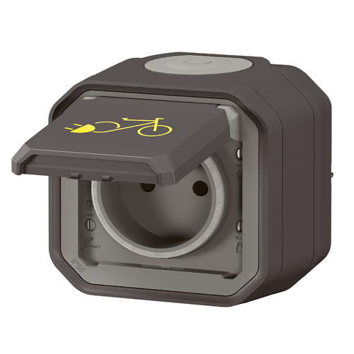 Nowe Plexo - Gniazdo 2P+Z do pojazdów elektrycznych dwukołowych, komplet natynkowy 16A-250V~ - antracyt - Legrand 069787L