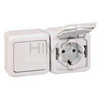 FORIX IP44 - ŁĄCZNIK SCHODOWY 10 AX + GNIAZDO 2P+Z 16 A - 250 V BIAŁE Legrand 782376