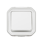 Nowe Plexo - Przycisk jednobiegunowy z podświetleniem, komplet natynkowy 10A-250V~ - biały - Legrand 069762L