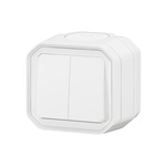 Nowe Plexo - Łącznik podwójny lub przycisk podwójny, komplet natynkowy 10AX-250V~ - biały - Legrand 069755L