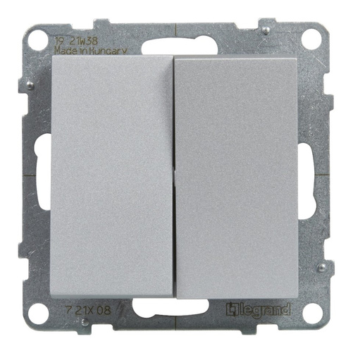 SUNO - Łącznik schodowy podwójny - 10 AX - 250 V~ - zaciski automatyczne, Aluminium - Legrand 721308