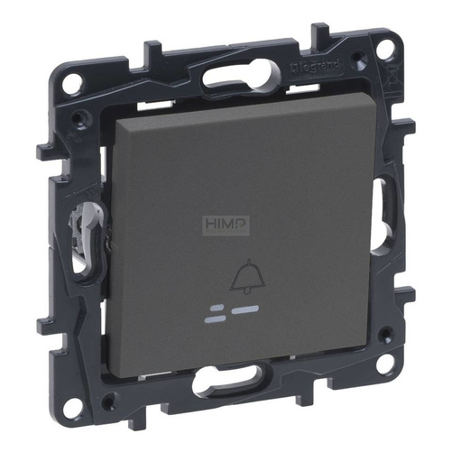 Niloe Step - Przycisk podświetlany pojedynczy z symbolem dzwonka 6A Stalowy Legrand 863410