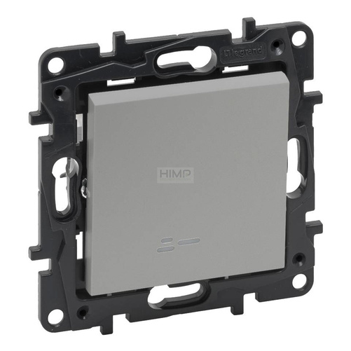 Niloe Step - Łącznik jednobiegunowy podświetlany 10 AX - Aluminium Legrand 863311