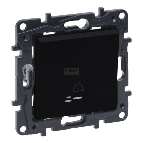 Niloe Step - Przycisk podświetlany pojedynczy z symbolem dzwonka 6A Czarny Legrand 863510