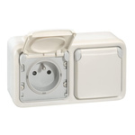 PLEXO55 Gniazdo natynkowe poziome hermetyczne podwójne 2x2P+Z BIAŁE/ECRU komplet Legrand 069919