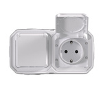 Nowe Plexo - Gniazdo Schuko 2x2P+Z poziome, komplet natynkowy 16A-250V~ - białe - Legrand 069772L