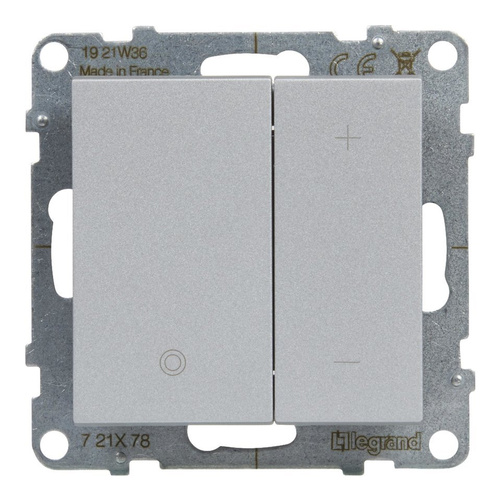 SUNO - Ściemniacz przyciskowy - 240 V~ - 50 Hz - 5 - 75 W ( 10 lamp maks.) dla lamp LED i świetlówek kompaktowych z opcją ściemniania - bez zacisku neutralnego, Aluminium - Legrand 721378