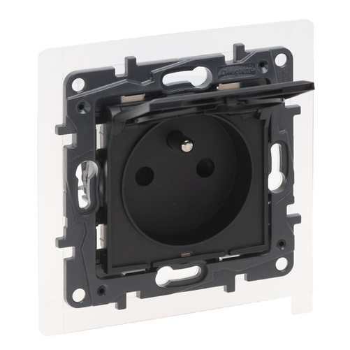 Niloe Step - Gniazdo 2P+Z - IP44 16 A - 230 V~ - z przesłoną, zaciski automatyczne - Czarne Legrand 863536
