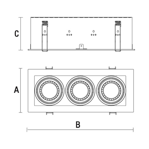 Oprawa Sufitowa Podtynkowa MODERN DAY MINI GU10 X 3 GU10 250V IP20 Biała z Czarnym Środkiem SpectrumLED SLIP002013