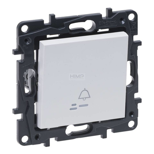 Niloe Step - Przycisk podświetlany pojedynczy z symbolem dzwonka 6A Biały Legrand 863110