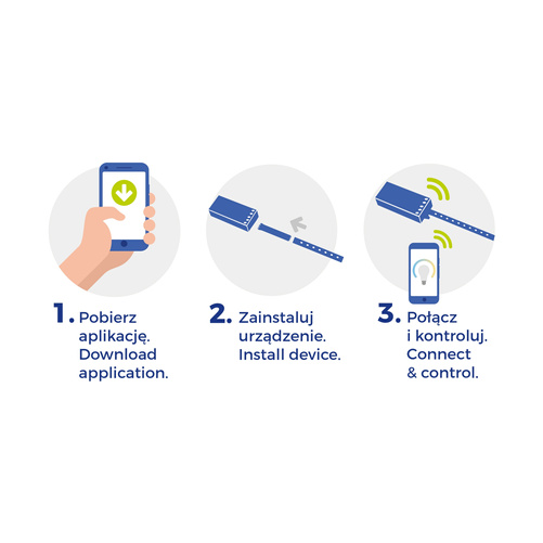 Kontroler do pasków LED RGBW+CCT+DIMM 12/24V DC 24W/48W z konektorem Wi-Fi Spectrum SMART WOJ+05641