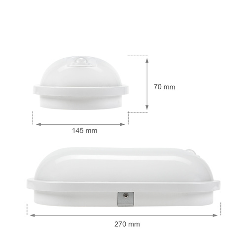 TECHNIC LAMP KANAŁOWA 20W NW 230V 120st IP54 IK07  270x145x70mm BIAŁY owalna czujnik ruchu PIR