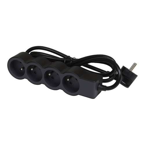 Przedłużacz 4X2P+Z, z przewodem 1.5M - czarny/grafitowy Legrand 049477