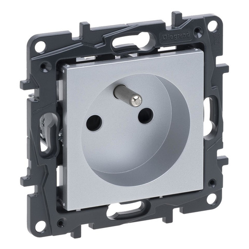 Niloe Step - Gniazdo 2P+Z 16 A - 230 V~ - bez przesłony, zaciski automatyczne - Aluminium Legrand 863331