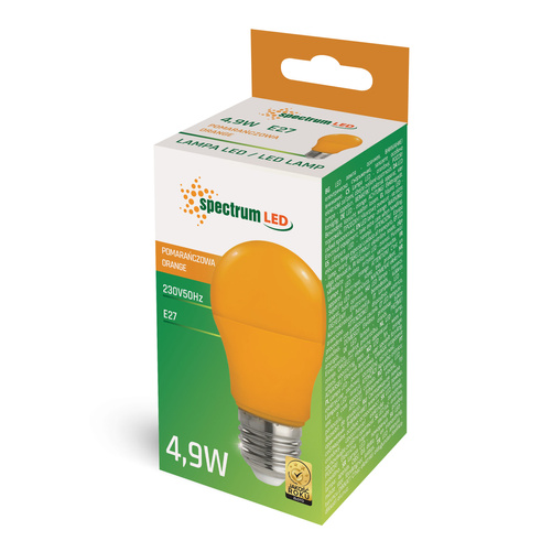 Żarówka LED GLS E-27 230V 4.9W ORANGE SpectrumLED WOJ+14609