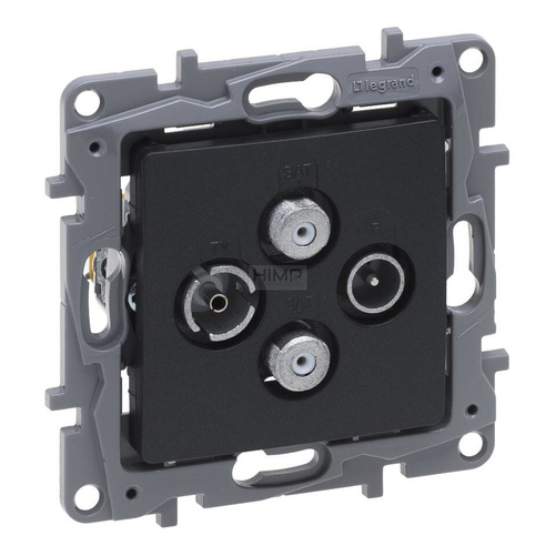 Niloe Selection - Gniazdo TV-RD-SAT-SAT końcowe do instalacji typu gwiazda 1,5 dB - Antracyt Legrand 762266