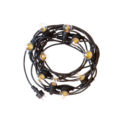 GIRLANDA 250V IP44 5000mm 10xE27 CZARNY łączona