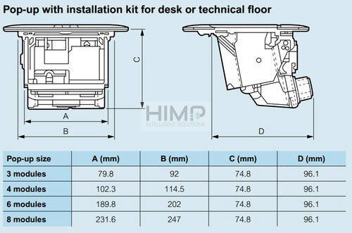 Puszka podłogowa Pop-up do wyposażenia, 8 (2x4) modułów, mosiądz Legrand 054018