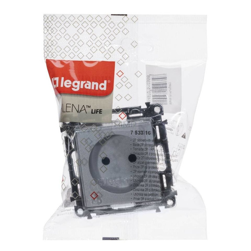 VALENA LIFE - Gniazdo 2P z przesłoną ALUMINIUM 16 A – 250 V~ Legrand 753316