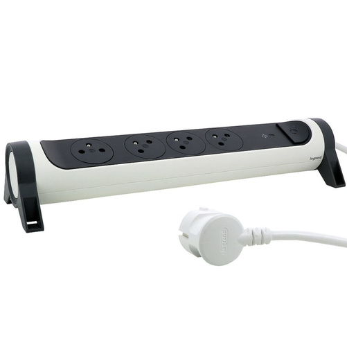 Przedłużacz obrotowy 4X2P+Z listwa przepięciowa, włącznik +przewód 3m, Biały/Grafit Legrand 049415