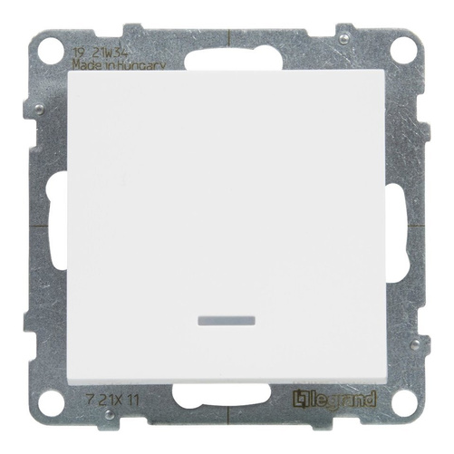 SUNO - Łacznik jednobiegunowy podświetlany - 10 AX - 250 V~ - zaciski automatyczne, Biały - Legrand 721111