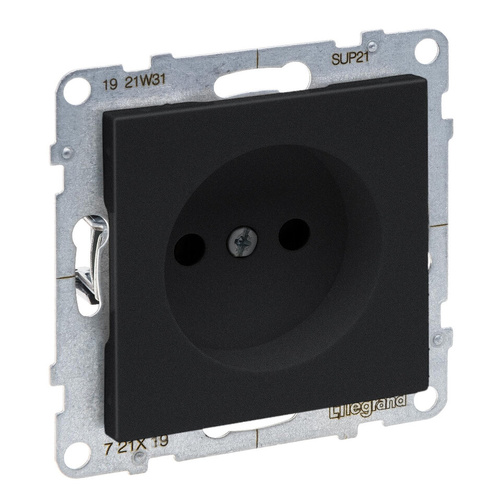 SUNO - Gniazdo 2P z przesłoną - 16 A - 250 V~ - zaciski śrubowe, Czarny - Legrand 721419