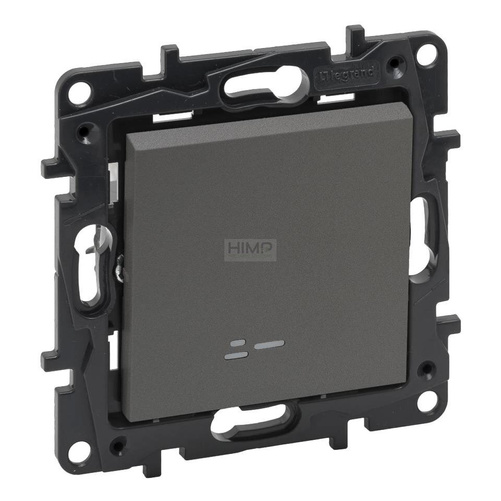 Niloe Step - Łącznik jednobiegunowy podświetlany 10 AX - Stalowy Legrand 863411