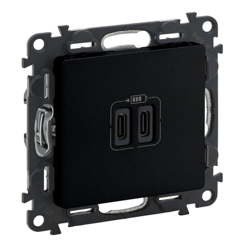 VALENA LIFE - Ładowarka USB Typ-C+C 15W CZARNY Legrand 756307