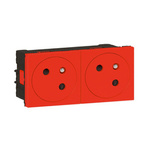 MOSAIC - Gniazdo 2 x 2P+Z 16 A - 250 V~ zespolone kątowe 45 stopni - zaciski automatyczne - 4 modułowy - Czerwone Legrand 278172L