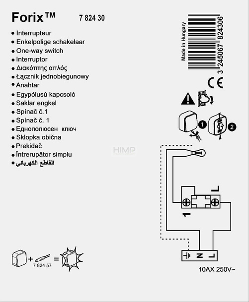 FORIX IP20 - ŁĄCZNIK JEDNOBIEGUNOWY 10 AX KREMOWY Legrand 782430