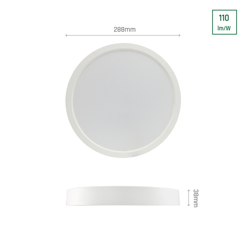 ALGINE NATYNK DOWNLIGHT 24W NW 230V 120st IP20     IK06 288x38mm BIAŁY okrągła