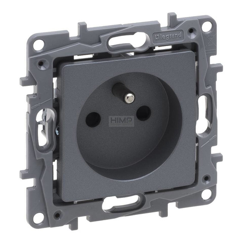 Niloe Selection - Gniazdo 2P+Z 16 A - 250 V~(z przesłoną, zaciski automatyczne) - Stalowy Legrand 762325