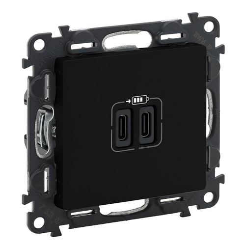 VALENA LIFE - Ładowarka USB Typ-C+C 15W CZARNY Legrand 756307