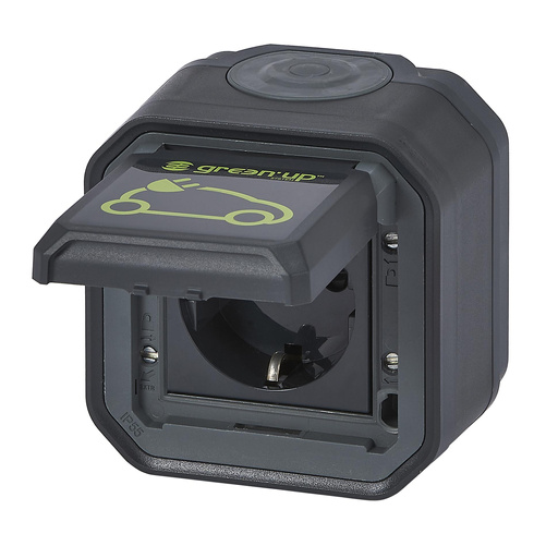 Nowe Plexo - Gniazdo Schuko do ładowania samochodów elektrycznych, komplet natynkowy 16A-250V~ - antracyt - Legrand 069708L